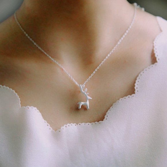 3/$25  🏷️  Christmas Deer Necklace Cute Animal Antler  Pendant for her - Picture 1 of 6